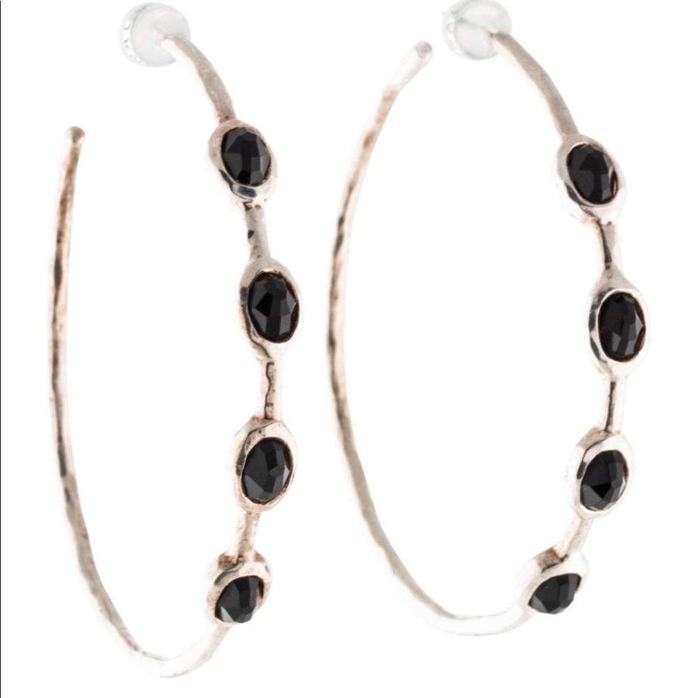 Ippolita onyx station sterling silver earrings